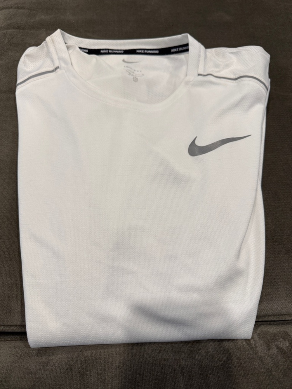 Nike White Performance Short-Sleeve Tee with Gray Swoosh